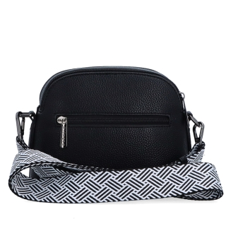 Malá crossbody kabelka so širokým popruhom Carmelo materiál syntetická koža zapínanie na zips farba čierna veľkosť malá 4355 C Zozadu