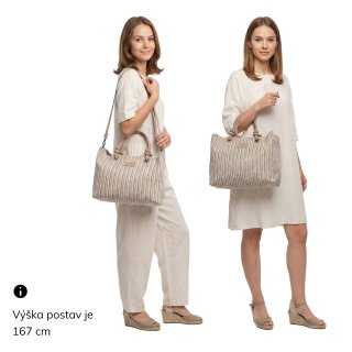 Priestranná shopper kabelka s originálnymi uchami Le Sands materiál syntetická koža zapínanie na zips farba oranžová veľkosť veľká 4613 O Na postave