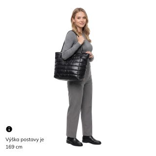 Shopperka cez rameno z nadýchaného materiálu Carmelo materiál nylon zapínanie na zips farba metalíza veľkosť veľká 4385 TI Na postave