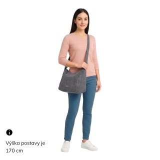 Crossbody syntetická kabelka s prešívaním Tangerin materiál syntetická koža zapínanie na zips farba sivá veľkosť stredná 1104 ANT Na postave