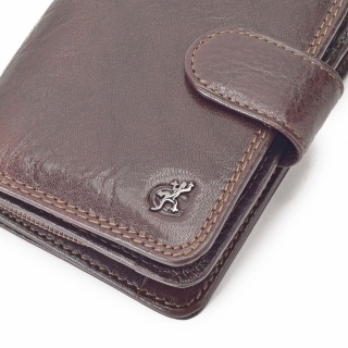 Kožená peňaženka na výšku Cosset materiál kože zapínanie na cvok farba hnedá veľkosť stredná 4494 Komodo H Logo