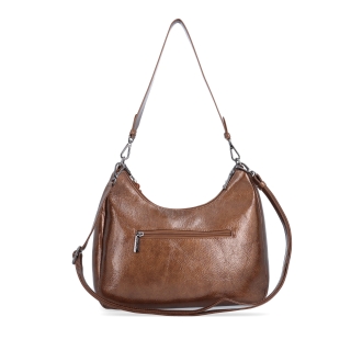 Kabelka cez rameno aj crossbody s odnímateľnými popruhmi Le Sands materiál syntetická koža zapínanie na zips farba metalíza veľkosť stredná 4637 STAZL Zozadu