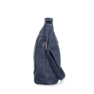 Crossbody kabelka s predným a zadným vreckom Tangerin materiál syntetická koža zapínanie na zips farba modrá veľkosť stredná 8036 TM Z boku