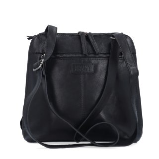 Elegantná kožená crossbody kabelka s príveskom Noelia Bolger materiál kože zapínanie na zips farba čierna veľkosť malá NB 3107 C Zozadu
