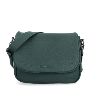 Dámska crossbody kabelka s jemnou štruktúrou Carmelo materiál syntetická koža zapínanie s chlopňou farba zelená veľkosť stredná 4361 TZE Spredu