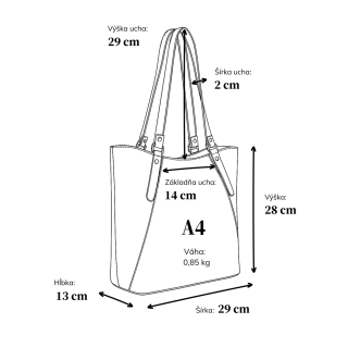 Priestranná shopper kabelka cez rameno Le Sands materiál syntetická koža zapínanie na zips farba koňaková veľkosť veľká 7703 KO Rozmery