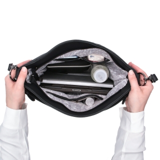 Originálna hobo bag Carmelo materiál syntetická koža zapínanie na zips farba béžová veľkosť stredná 4304 K Vnútro