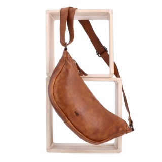 Kožená moonbag kabelka cez rameno Noelia Bolger materiál kože zapínanie na zips farba koňaková veľkosť malá NB 2412 KO