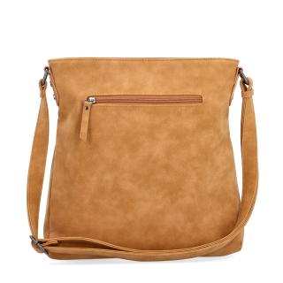 Štýlová crossbody kabelka s čistým dizajnom Tangerin materiál syntetická koža zapínanie na zips farba koňaková veľkosť stredná 1101 CAM Zozadu