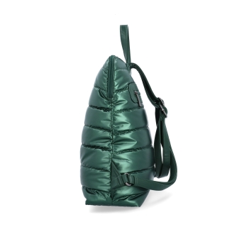 Prešívaný batoh z nadýchaného nylonu Carmelo materiál nylon zapínanie na zips farba zelená veľkosť stredná 4384 ZE Z boku