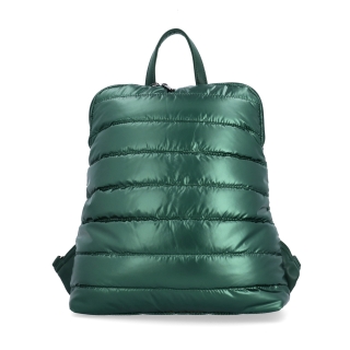 Prešívaný batoh z nadýchaného nylonu Carmelo materiál nylon zapínanie na zips farba zelená veľkosť stredná 4384 ZE Spredu