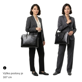 Praktická pracovná biznis kabelka Noelia Bolger materiál kože zapínanie na zips farba čierna veľkosť veľká NB 0111 C Na postave