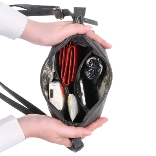 Malá elegantná crossbody kabelka Tangerin materiál syntetická koža zapínanie na zips farba sivá veľkosť malá 1109 ANT Vnútro