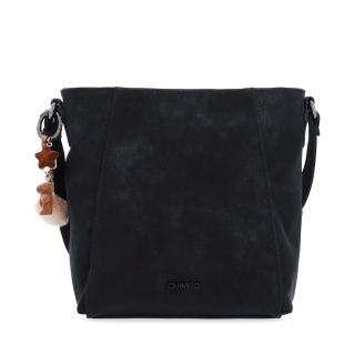 Praktická crossbody kabelka s odnímateľným príveskom Carmelo materiál syntetická koža zapínanie na zips farba čierna veľkosť malá 4662 C Spredu