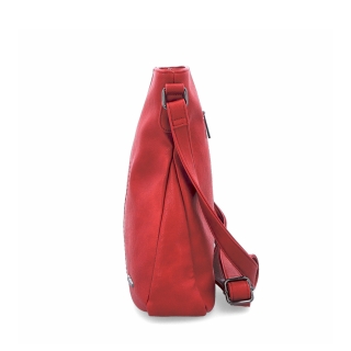 Crossbody kabelka s jednoduchým prešívaním Tangerin materiál syntetická koža zapínanie na zips farba červená veľkosť stredná 8003 CV Z boku