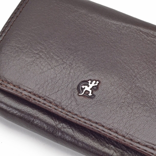 Praktická kožená peňaženka Cosset materiál kože zapínanie na cvok farba hnedá veľkosť stredná 4499 Komodo H Logo
