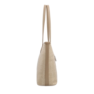 Ľahká shopper kabelka v slamenom štýle Le Sands materiál syntetická koža zapínanie na zips farba béžová veľkosť veľká 4617 BE Z boku