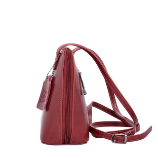 Kožená crossbody kabelka s premysleným členením Noelia Bolger materiál kože zapínanie na zips farba červená veľkosť malá NB 0115 TCV Z boku