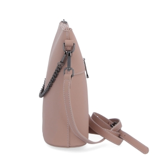 Elegantná kabelka Noelia Bolger materiál kože zapínanie na zips farba nude veľkosť malá NB 0041 N Z boku