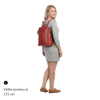 Kožený dámsky batoh na každodenné nosenie Noelia Bolger materiál kože zapínanie na zips farba červená veľkosť stredná NB 3104 CV Na postave