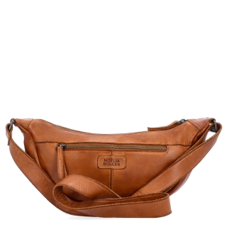 Kožená moonbag kabelka cez rameno Noelia Bolger materiál kože zapínanie na zips farba koňaková veľkosť malá NB 2412 KO Zozadu