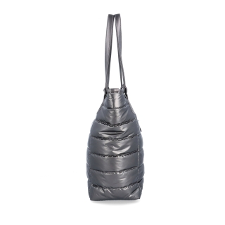 Shopperka cez rameno z nadýchaného materiálu Carmelo materiál nylon zapínanie na zips farba metalíza veľkosť veľká 4385 TI Z boku