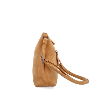 Dámska elegantná crossbody kabelka Tangerin materiál syntetická koža zapínanie na zips farba koňaková veľkosť malá 1110 CAM Z boku