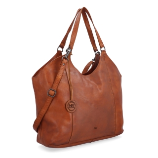 Veľká kožená kabelka s uchami a crossbody popruhom Noelia Bolger materiál kože zapínanie na zips farba koňaková veľkosť veľká NB 2429 KO