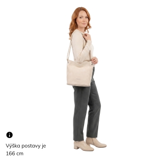 Mestská crossbody kabelka s hebkým povrchom a deleným vnútrom Tangerin materiál syntetická koža zapínanie na zips farba béžová veľkosť stredná 7015 BE Na postave