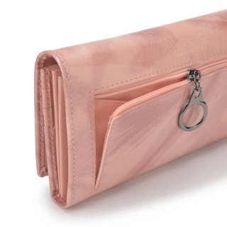 Elegantná dlhá peňaženka Carmelo materiál kože zapínanie na cvok farba ružová veľkosť veľká 2109 P R Polobok zozadu