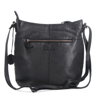 Kožená kabelka s perforáciou a nastaviteľným crossbody popruhom Noelia Bolger materiál kože zapínanie na zips farba čierna veľkosť stredná NB 2029 C Zozadu