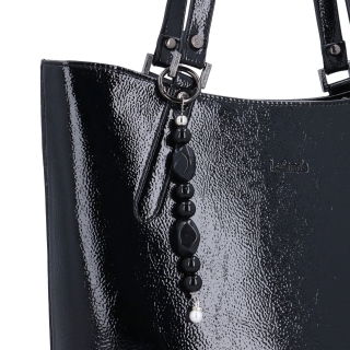 Syntetická shopper kabelka s príveskom Le Sands materiál syntetická koža zapínanie na zips farba čierna veľkosť veľká 4643 C Detail