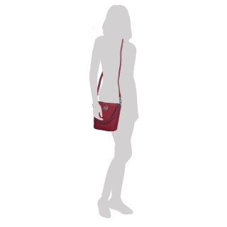 Malá kožená crossbody kabelka s výraznou retiazkou Noelia Bolger materiál kože zapínanie na zips farba červená veľkosť malá NB 3016 CV Na postave