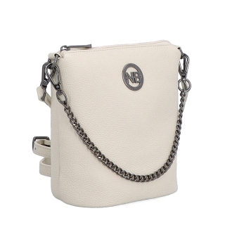 Malá kožená crossbody kabelka s výraznou retiazkou Noelia Bolger materiál kože zapínanie na zips farba béžová veľkosť malá NB 3016 K