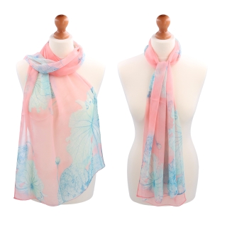 Ľahká šatka s kvetinovým motívom Noelia Bolger materiál polyester farba ružová KL502 - 01