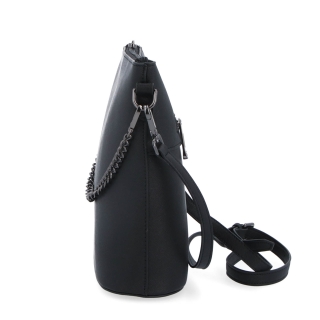 Elegantná kabelka Noelia Bolger materiál kože zapínanie na zips farba čierna veľkosť malá NB 0041 C Z boku