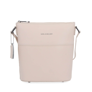 Crossbody z pravej kože Noelia Bolger materiál kože zapínanie na zips farba béžová veľkosť malá NB 0052 BE Spredu