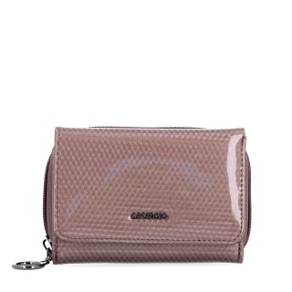 Lakovaná kožená peňaženka s moderným vzorom Carmelo materiál kože zapínanie na zips farba taupe veľkosť malá 2105 K T