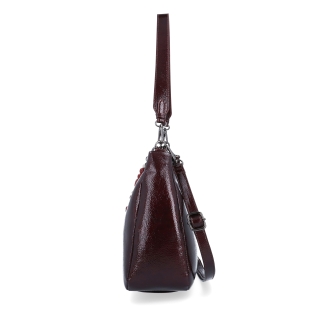 Kabelka cez rameno aj crossbody s odnímateľnými popruhmi Le Sands materiál syntetická koža zapínanie na zips farba vínová veľkosť stredná 4637 BO Z boku