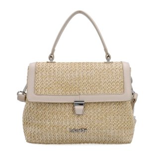 Elegantná straw kabelka do ruky i crossbody Le Sands materiál syntetická koža zapínanie na zámoček farba béžová veľkosť malá 4615 BE Spredu