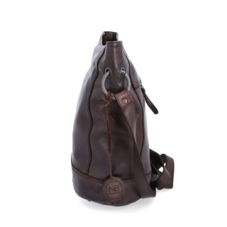 Kožená crossbody kabelka s dizajnovým prešívaním Noelia Bolger materiál kože zapínanie na zips farba hnedá veľkosť stredná NB 2089 H Z boku