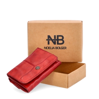 Minimalistická kožená peňaženka s prešívaním Noelia Bolger materiál kože zapínanie na cvok farba červená veľkosť malá 5129 NB CV Krabička