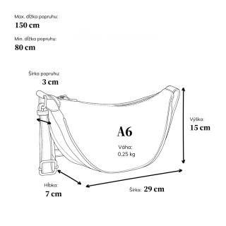 Malá nylonová kabelka typu moonbag Carmelo materiál nylon zapínanie na zips farba červená veľkosť malá 6609 CV Rozmery