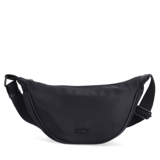 Malá nylonová kabelka typu moonbag Carmelo materiál nylon zapínanie na zips farba čierna veľkosť malá 6609 C Spredu
