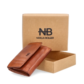 Malá kožená peňaženka pre mužov aj ženy Noelia Bolger materiál kože farba koňaková veľkosť malá 5135 NB KO Krabička