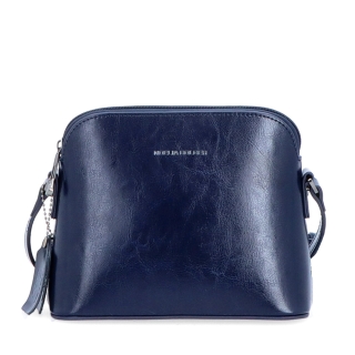 Luxusná malá kožená crossbody kabelka Noelia Bolger materiál kože zapínanie na zips farba modrá veľkosť malá NB 0080 TM Spredu