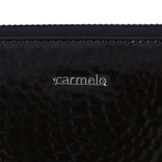 Elegantná dámská lakovaná peňaženka Carmelo materiál kože zapínanie na zips farba čierna veľkosť veľká 2102 Z C Logo
