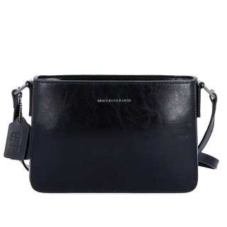 Elegantná, pevnejšia kožená crossbody kabelka Noelia Bolger materiál kože zapínanie na zips farba čierna veľkosť malá NB 0103 C Spredu