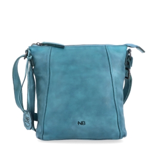 Malá kožená crossbody s prešívaním Noelia Bolger materiál kože zapínanie na zips farba tyrkysová veľkosť malá NB 2086 TYR Spredu