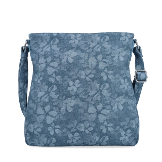 Crossbody kabelka s jemným kvetinovým vzorom Carmelo materiál syntetická koža zapínanie na zips farba modrá veľkosť stredná 4601 M Spredu